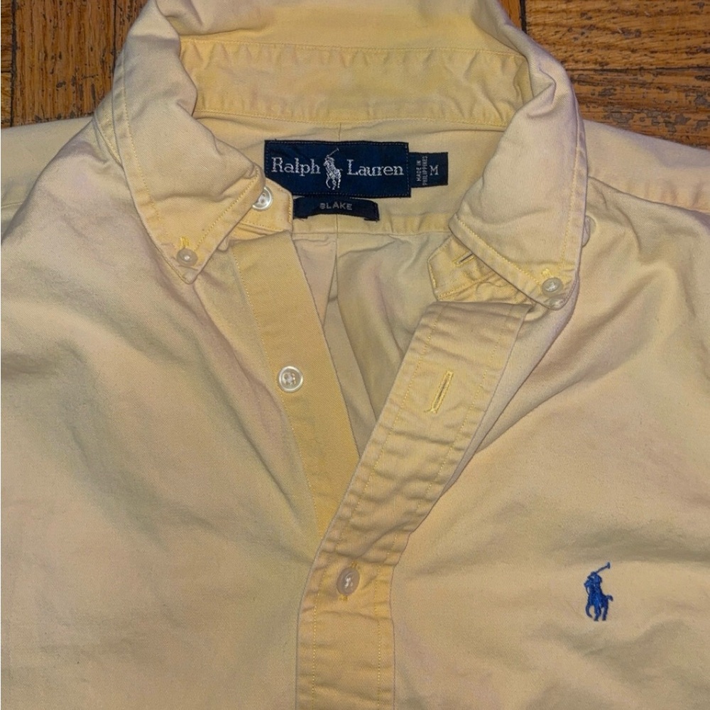 Ralph Lauren Pale Yellow Shirt with Blue Logo